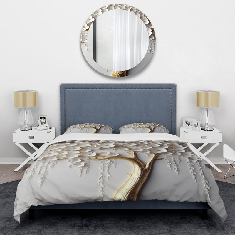 Ensemble de housse de couette en microfibre / polyester White Orchid Tree Garden of Branches II