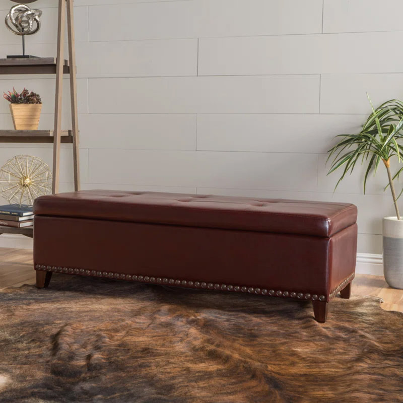 Ottoman with Storage, 51 Inch Large Ottomans Storage Bench, Upholstered End of Bed Bench with Hinged Lid, Long Foot Rest Stool for Living Room Bedroom 