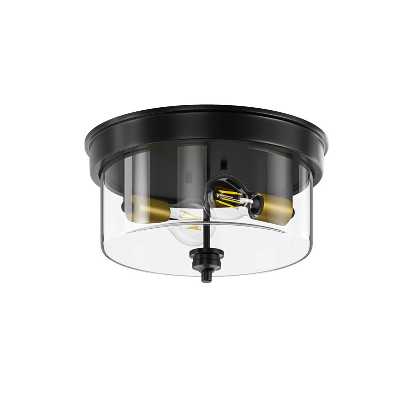 Lallemand 2-Light Dimmable Classic Black Finish Flush Mount Light Fixture