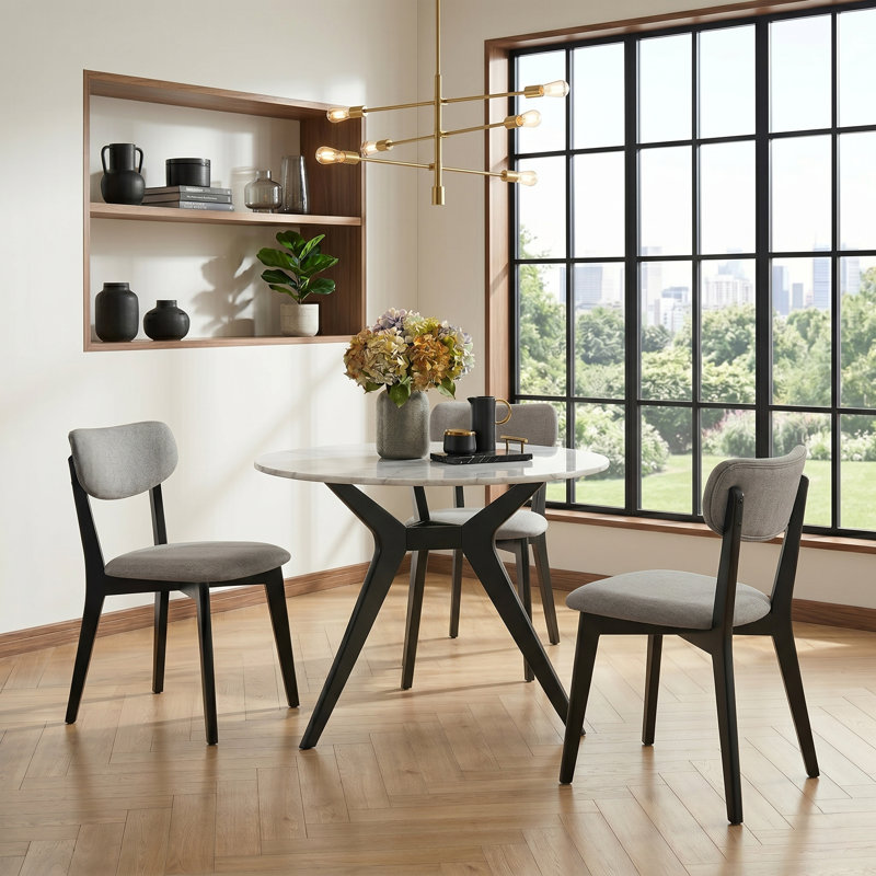 Chaises de salle à manger en acacia massif Hickory de 31,8 po de hauteur - chaises d'appoint Century (ensemble de 2), Grey