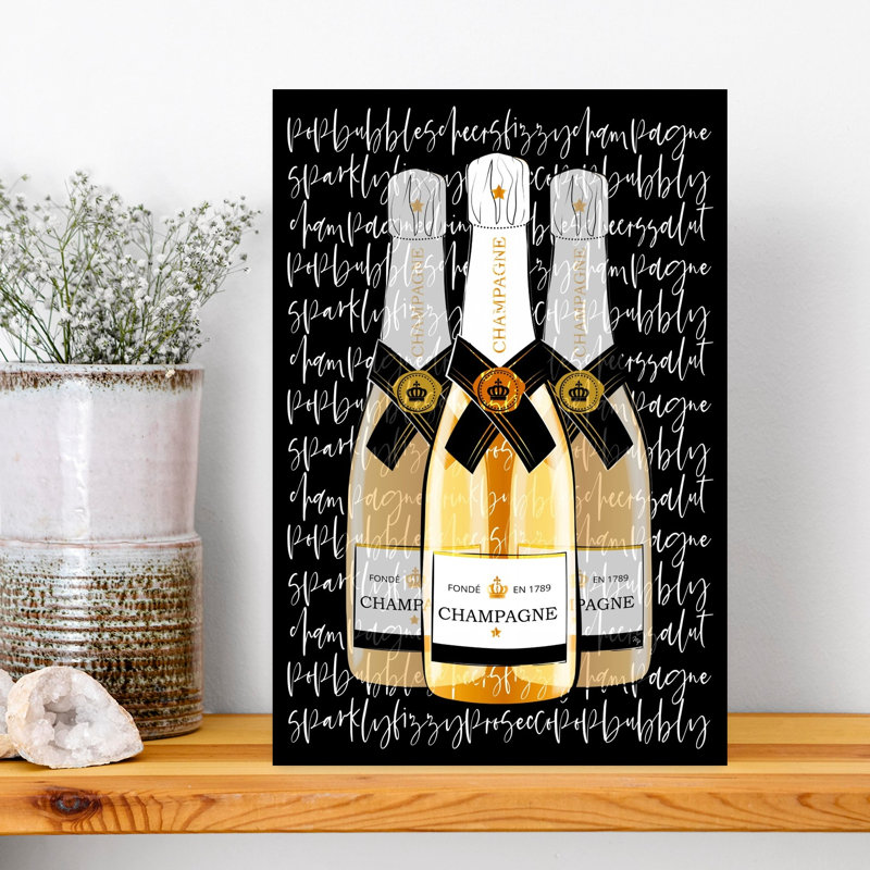 Elegant Champagne Trio Elegant Contemporary Wall Art Print by Martina - Wrapped Canvas Print, 45.72cm H x 30.48cm W