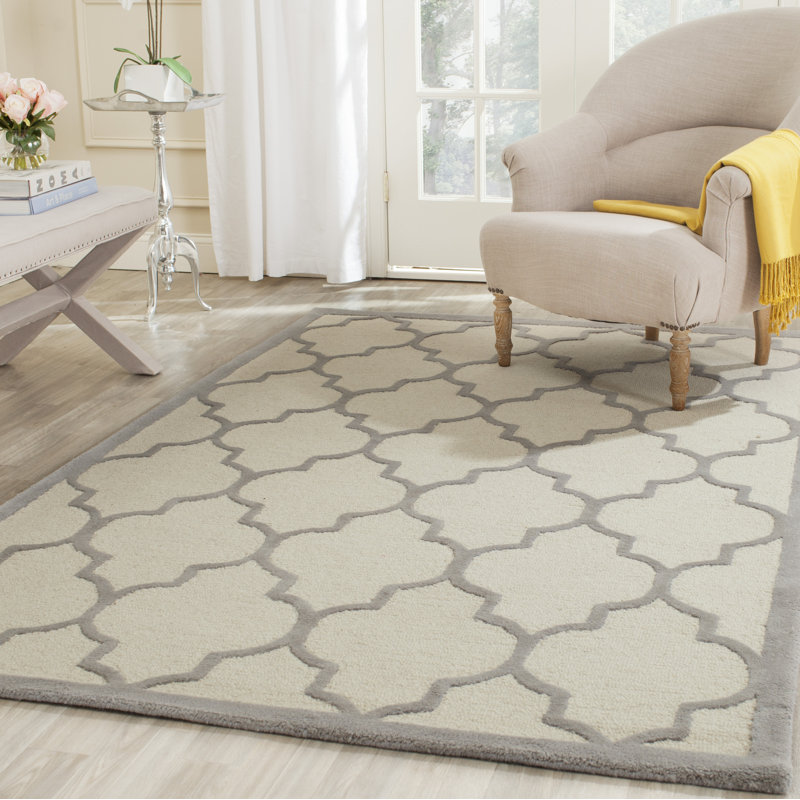 Rotteck Geometric Wool Hand Woven Area Rug, Rectangle 61 x 91 cm