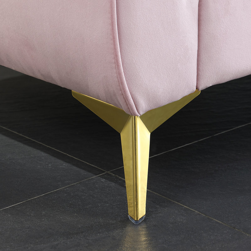 87" Oro Chesterfield Sofa with Flared Arms, Pink Velvet