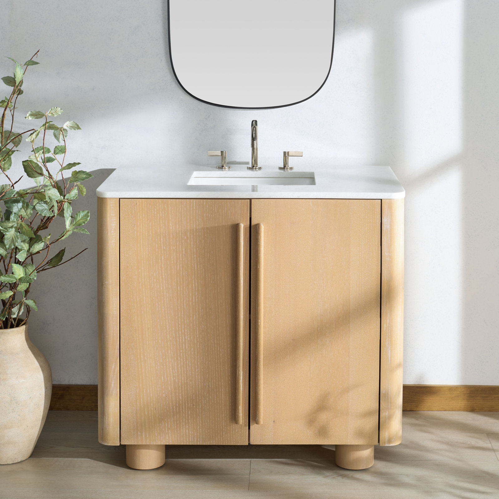Carrara Marble Single Bathroom Vanity, 36"