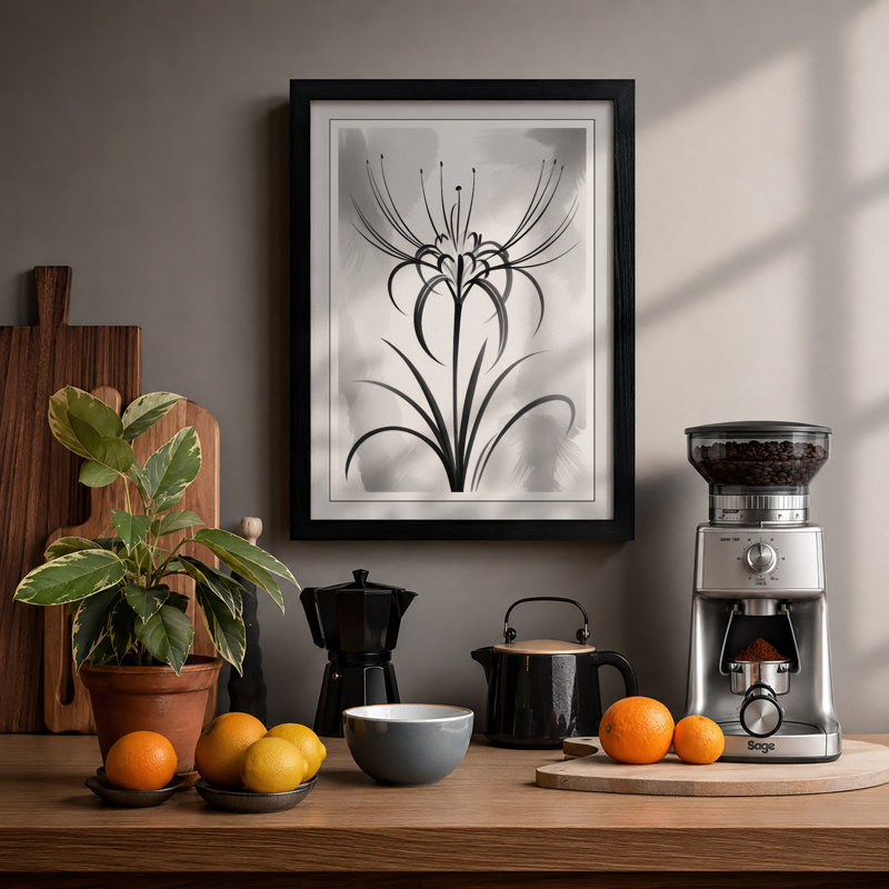 Elongated Petals Botanical - Print, Black, A3 - 42.0 x 29.7 cm