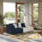 77.55" Two-tone Fabric Sofa Couch, Solid Wood Frame, Foam Cushions With 2 Throw Pillows