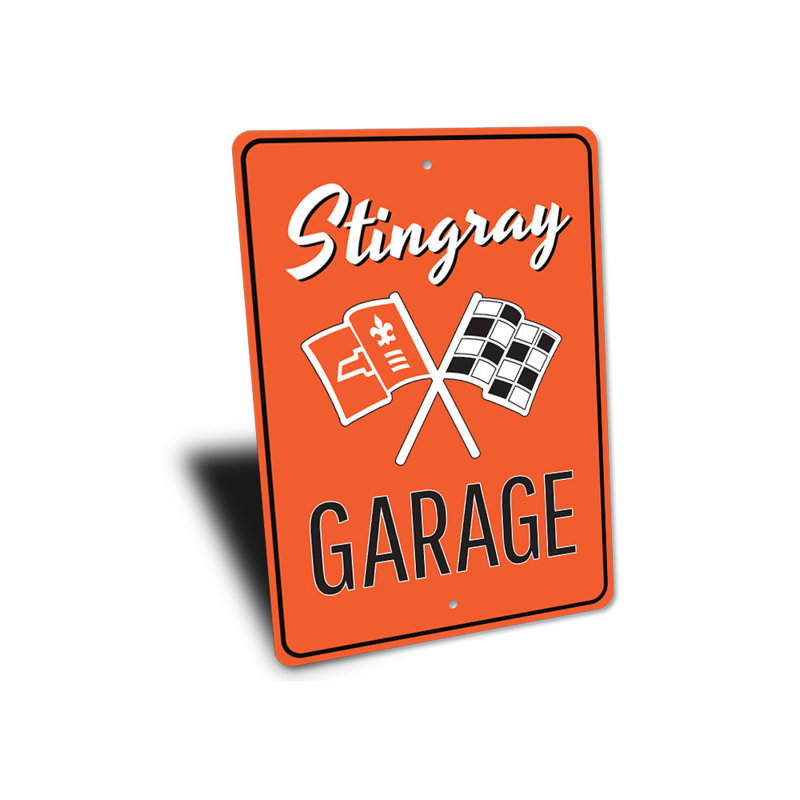 Enseigne de garage en aluminium Stingray, H 14 po x l 10 po x P 0,04 po