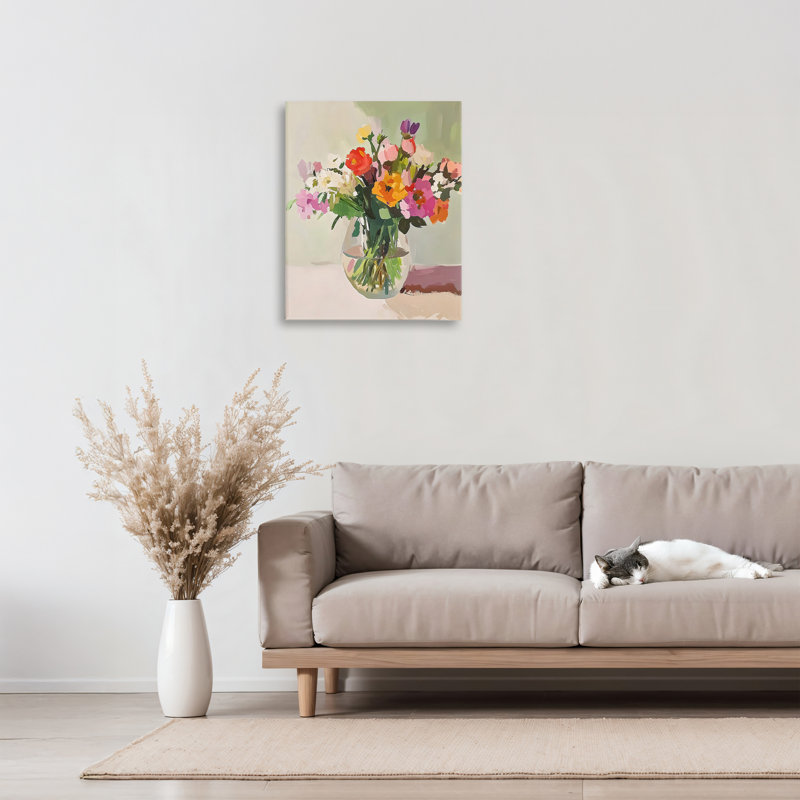 Toile «Cheerful Garden Bouquet», conception par Riley B, H 20 po x l 16 po