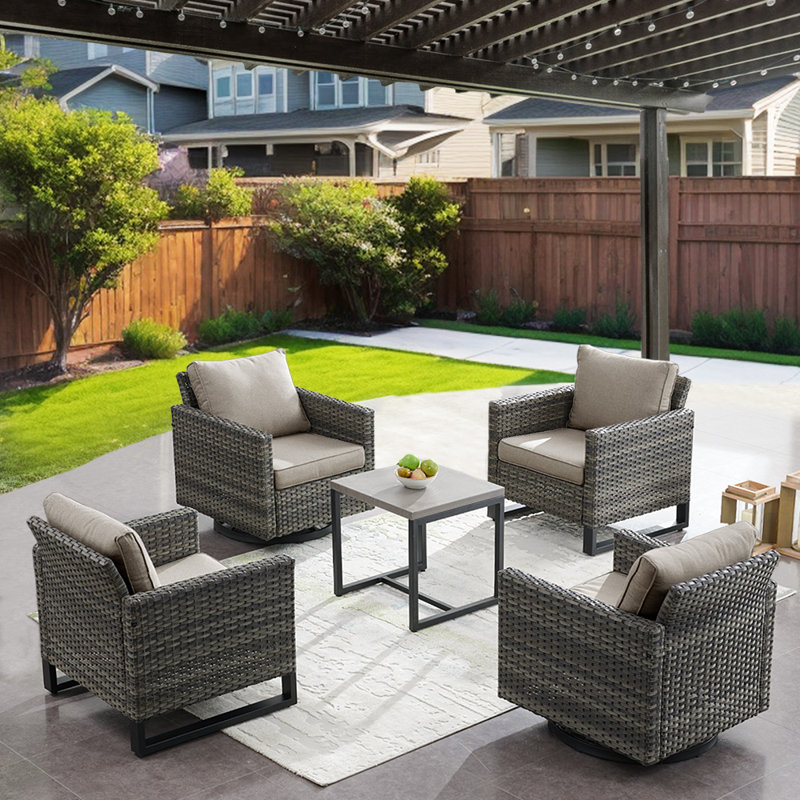 Chaise de patio avec coussins Nazime, Gris