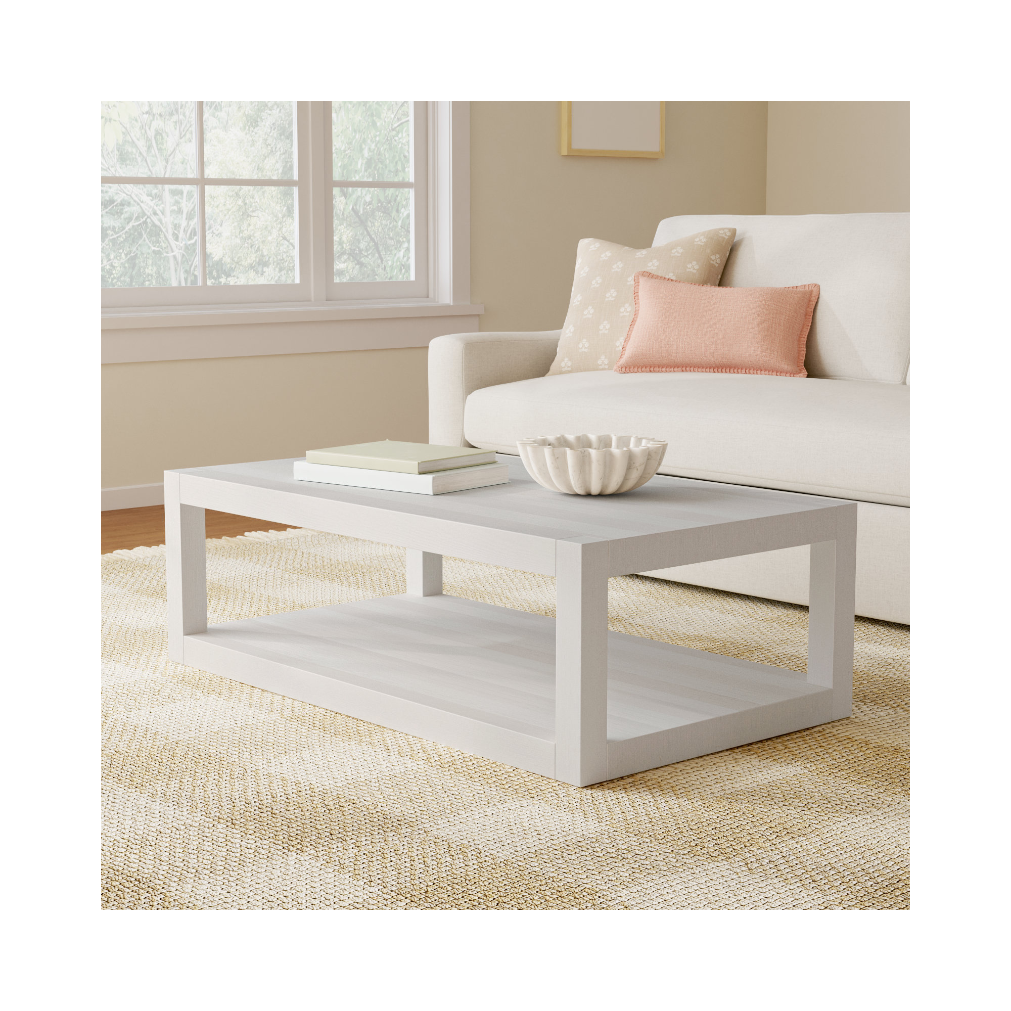 Rosalie Solid Wood Coffee Table, 17" H x 50" L x 28" W