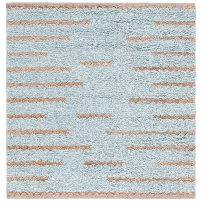 Amauria Hand Woven Wool/Jute/Cotton Abstract Rug in Blue/Natural
