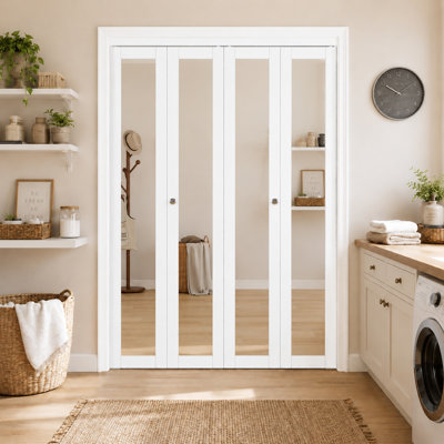 48"x80" Full Mirrored Double Bi-Fold Door Solid Core with Installation Hardware Kit
