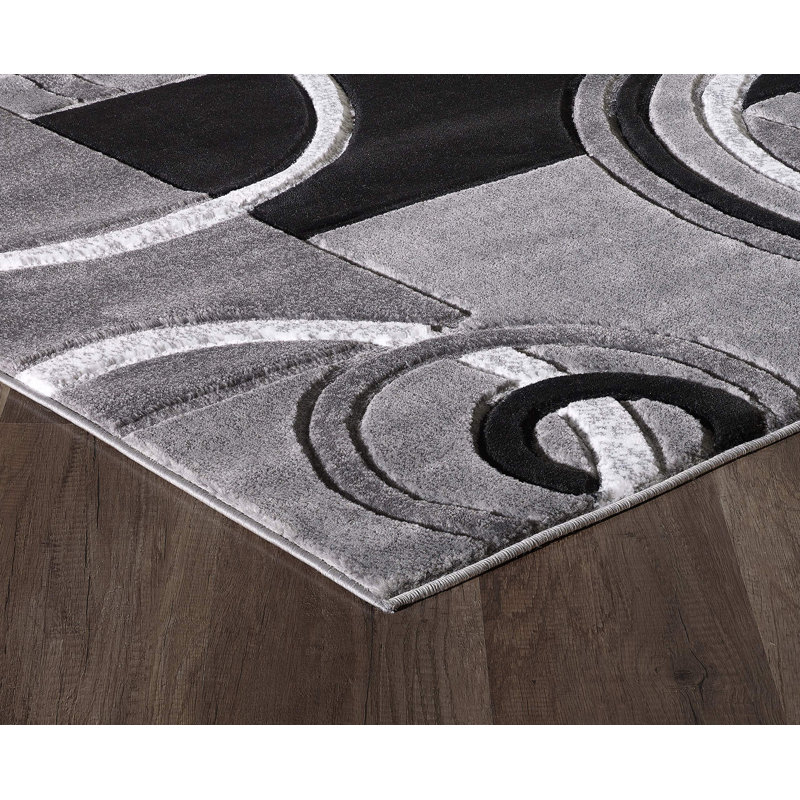 GLORYRUGS Modern Grey Hand-Carved Area Rug with Fluffy Texture for Indoor Living, Rectangle 2'3.6" x 7'