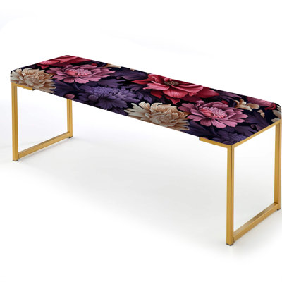 Pink And Purple Bohemian Damask Harmony - Damask Upholstered Gold Bench