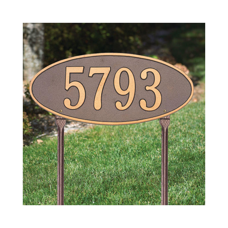 Madison 1-Line Lawn Address Sign, Yes, Antique Copper
