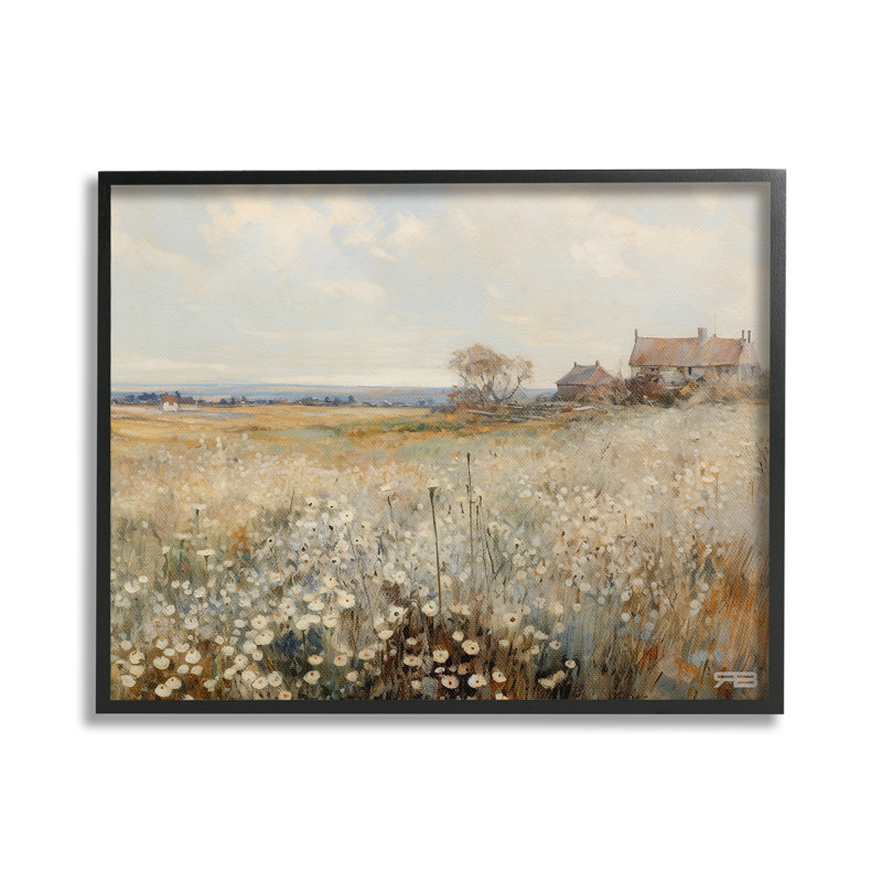 «Neutre Farmland Meadow», estampe numérique par RB, Giclée encadrée noir minuit, H 24 po x l 30 po