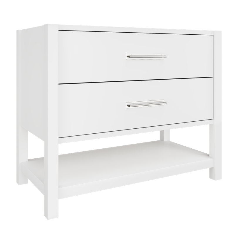 Kiawah Two-Drawer Single Bath Vanity, Pure White, 42", Polished Chrome