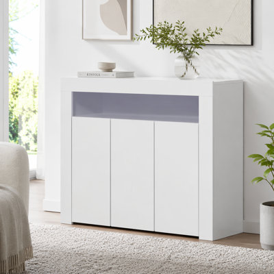 Modern High Gloss Sideboard with LED Lights