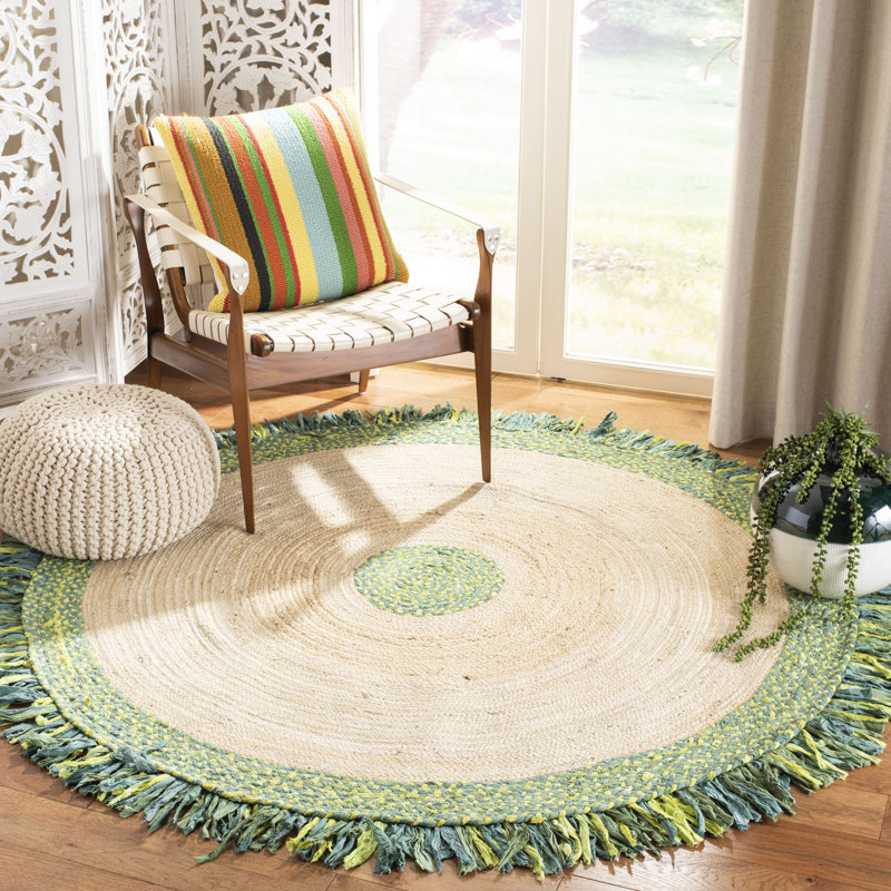 Zeitler Hand Woven Jute, Cotton Rug, Round 6'