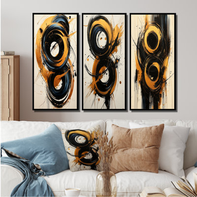 Abstrait cercle aux tons I - Collection de 3 grands panneaux modernes sur toile
