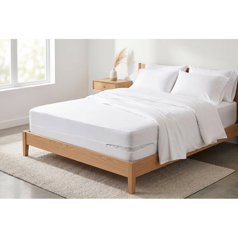Housse de matelas imperméable Queen Size, protection en vinyle à fermeture éclair sur 6 côtés, anti-punaises de lit et acariens, poche de 35,5 cm de profondeur