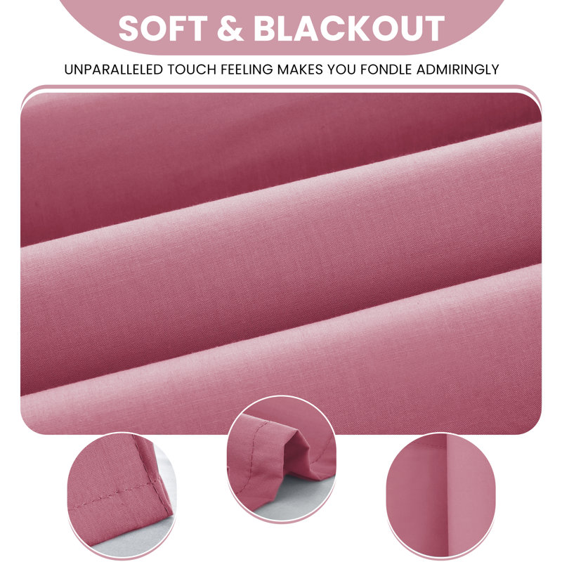 Timiko Blackout Thermal Insulated Curtain Panel, 52" W x 63" L, Pink