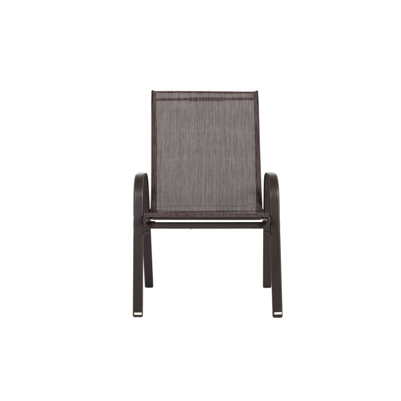 Outdoor Patio Chairs with High Backrest, Armrests, and Breathable PVC-coated polyester Fabric, 4 Pieces, Brown