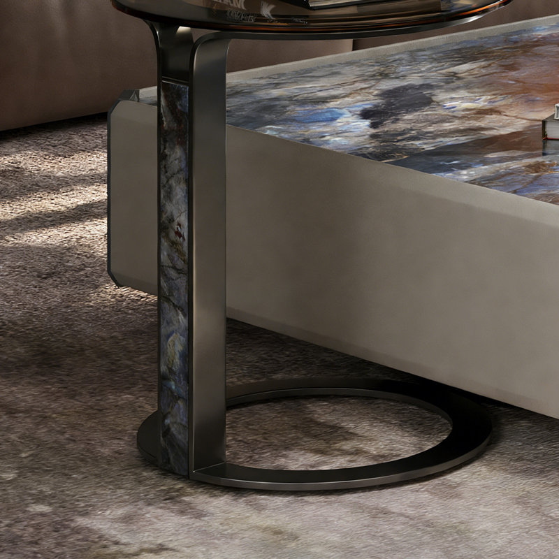 Ensemble de tables basses carrées pour petit appartement, H 14,17 po x L 31,49 po x l 31,49 po, Fauve / bleu