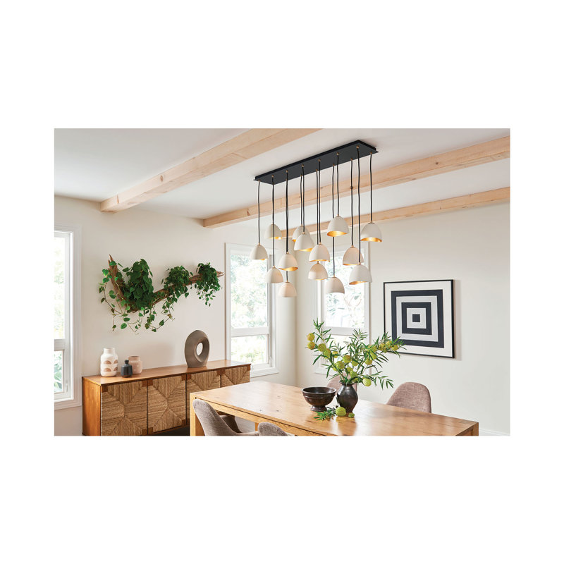 Cotter 14 - Light Fabric Dimmable Geometric Chandelier, Shell White