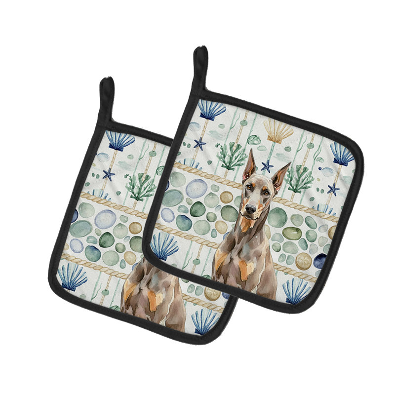 Paire de poignées en verre Faw Doberman Pinscher