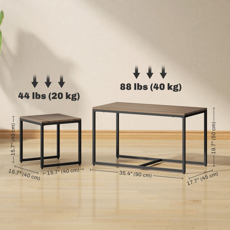 Nesting Coffee Table Set of 3, End Tables for Living Room, Brown