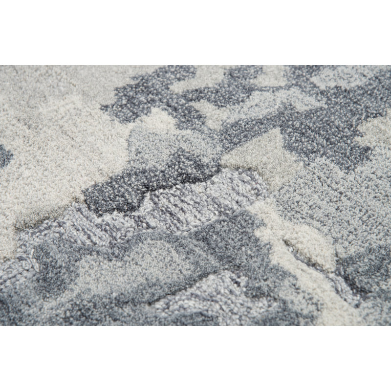 Tapis gris en laine touffeté à la main Stephenson, Rectangle de 10 pi x 13 pi