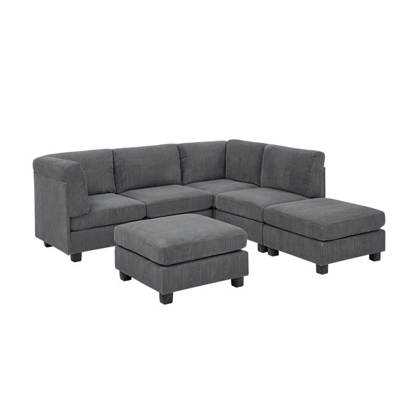 Rejus 120" Wide Reversible Modular Corner Sectional with Ottoman