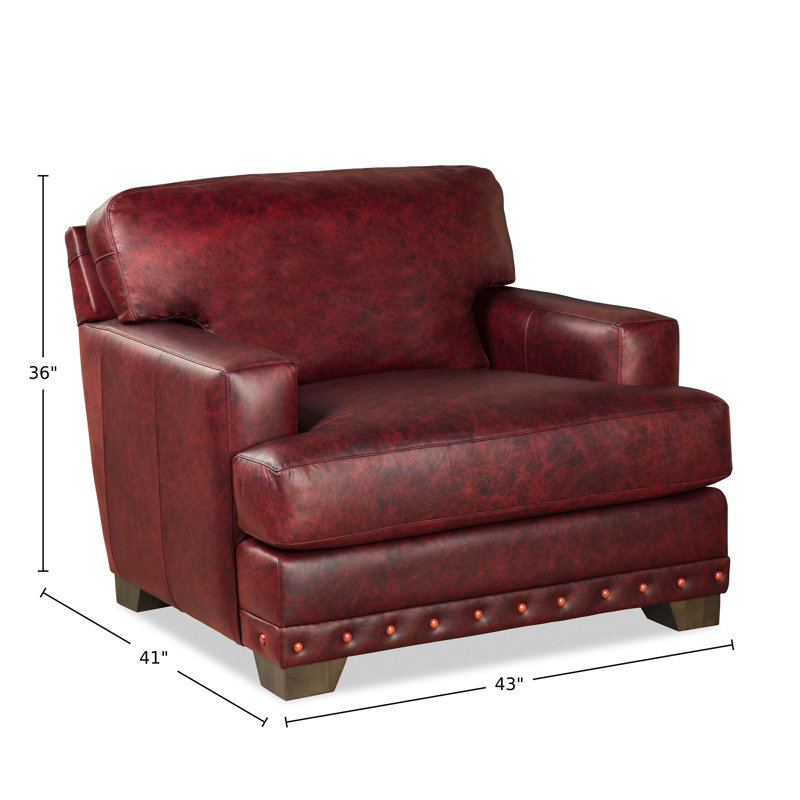 Fauteuil en cuir Grain Nixson, Cuir véritable bourgogne