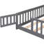 Lit de plancher avec porte, cadre de lit plateforme en bois massif avec clôture, bois de pin-971214773