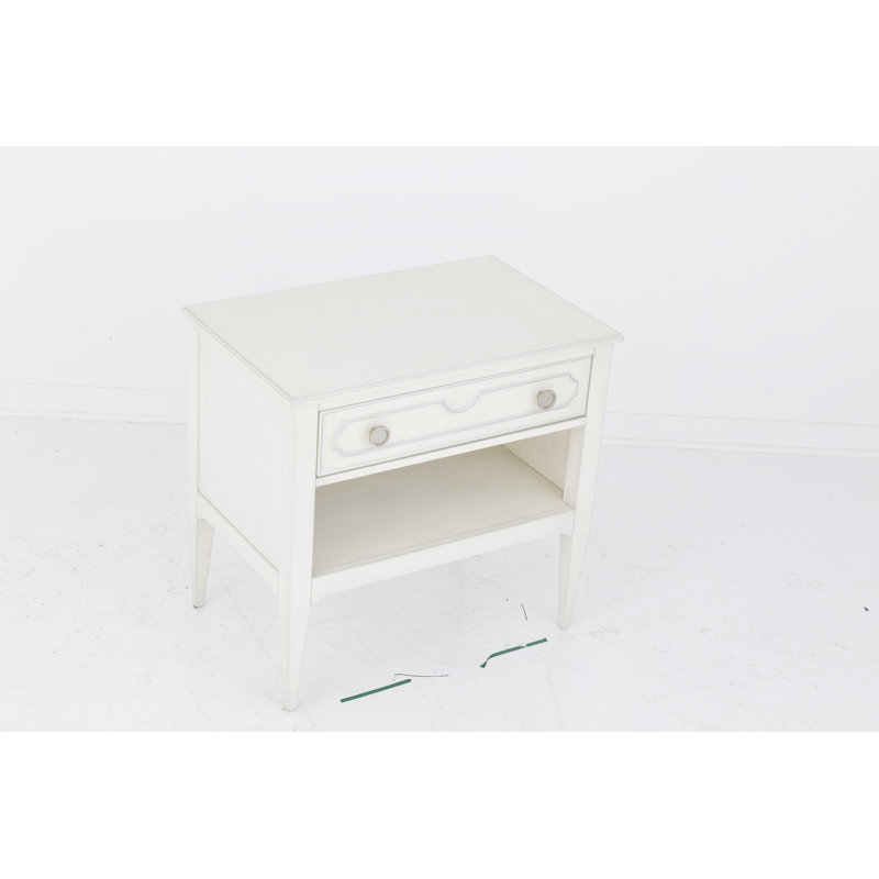 1 - Drawer Nightstand, Linen/Antique Pewter