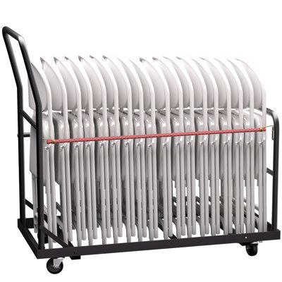 Commercial Folding Chair Cart - Heavy Duty 4-Wheel Vertical Dolly Holds 25 Chairs, 300 lbs Capacity with Locking Casters