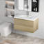 Meuble-lavabo flottant avec lavabo, mural et peu encombrant, idéal pour la conception et l'organisation de salles de bain modernes.