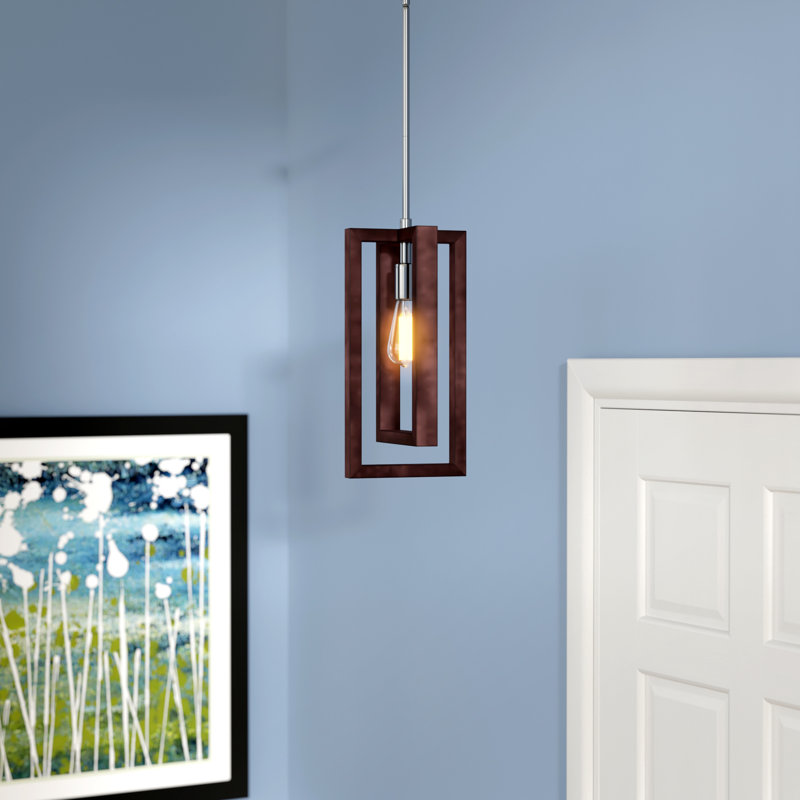 Luminaire suspendu rectangulaire 1 lumière Erick, Nickel satiné