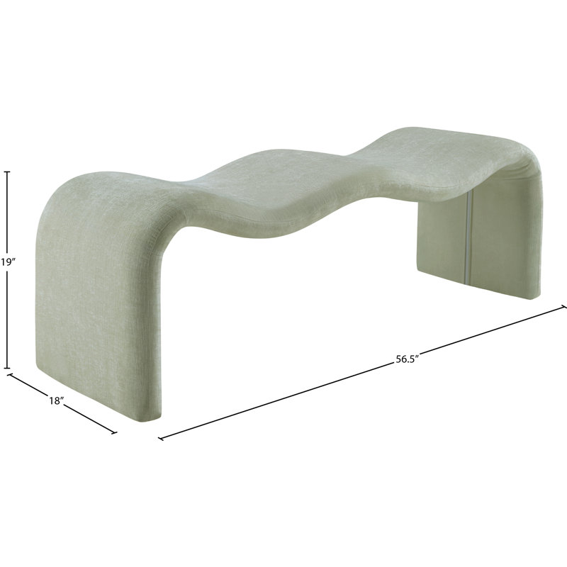 Monifa Chenille Fabric Bench, Mint Chenille Fabric