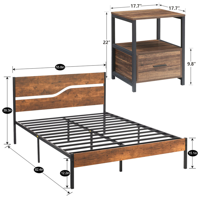 Kempst Steel Piece Bedroom Set, Full/Double