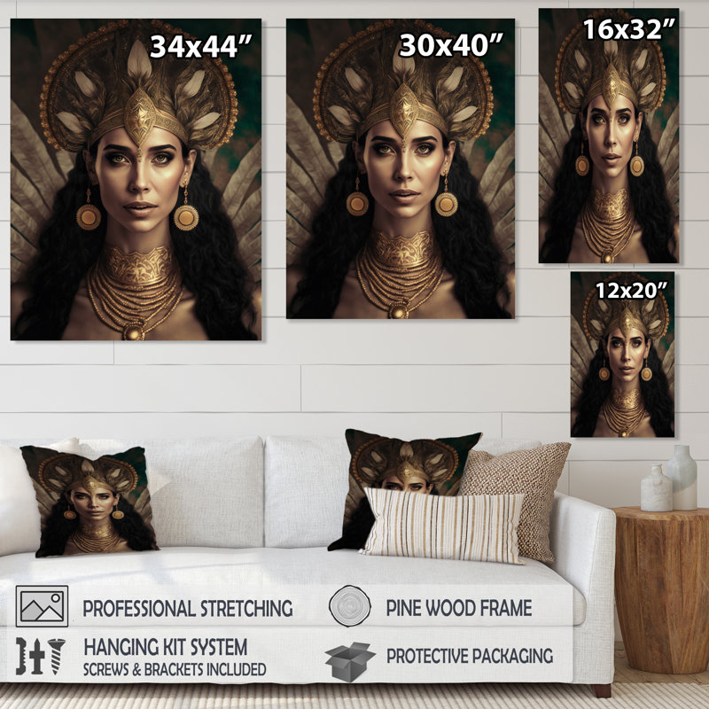 «Eaffaldano Bohemian Woman with Feather Coiffe I», reproduction sur toile, H 20 po x l 12 po x P 1 po, Toile tendue