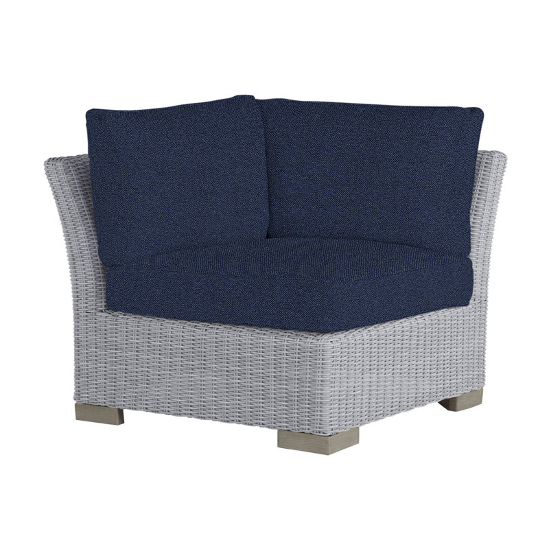 Club Woven Patio Lounge Chair with Cushions, Oyster, Intermix Indigo, No Welt