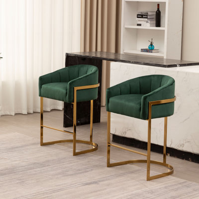 Johnnice 27" Metal Tufted Bar Stool