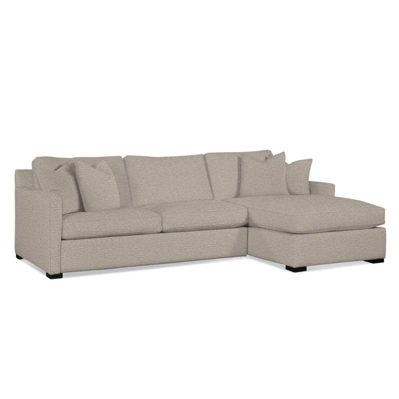 Bel-Air Upholstered Chaise Sectional, Right Hand Facing, Black, Beige Cotton; 0366-94
