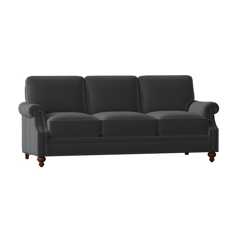 West Sofa, Natural, Mahogany, Aline Fumo Genuine Leather