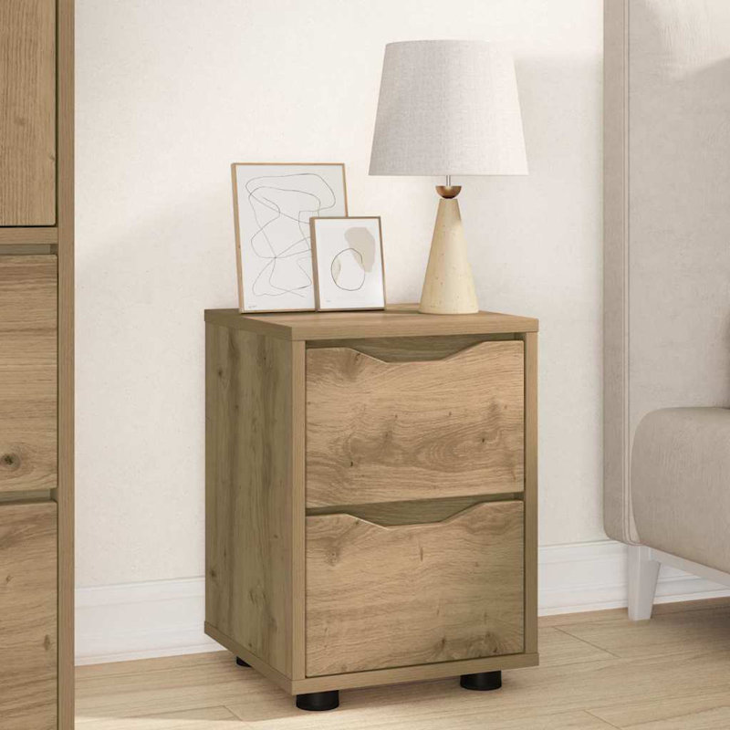 30.5cm W Manufactured Wood Bedside Table, Artisan Oak