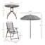 Outsunny 6 Piece Patio Dining Set For 4 With Umbrella, Outdoor Table And Chairs With 4 Folding Dining Chairs & Round Glass Table For Garden, Backyard And Poolside