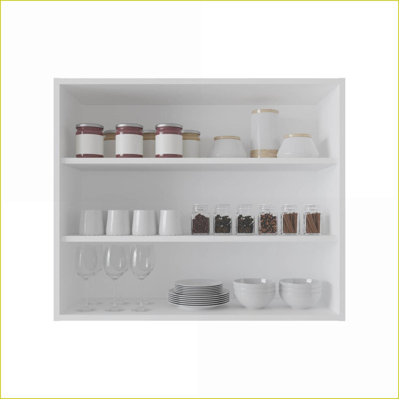 Tablette murale moderne à 3 tablettes H 30 po | Bois d'ingénierie | Blanc neige