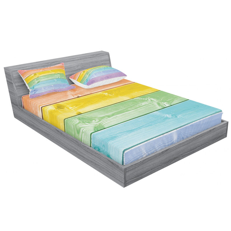 Microfiber Striped Sheet Set, Queen Sheet Set + Fitted Sheet + 2 Pillowcases